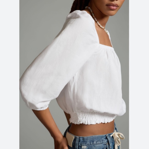 Brand New CLOTH & STONE SQUARE-NECK SMOCKED BLOUSE - Picture 3 of 9